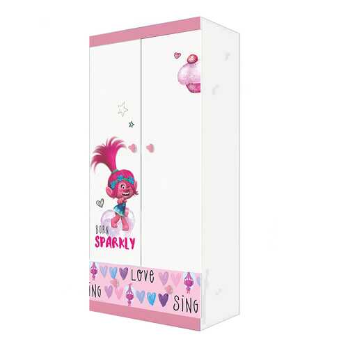 Детский шкаф двухсекционный Polini kids Fun 890 Тролли, розовый в Шатура