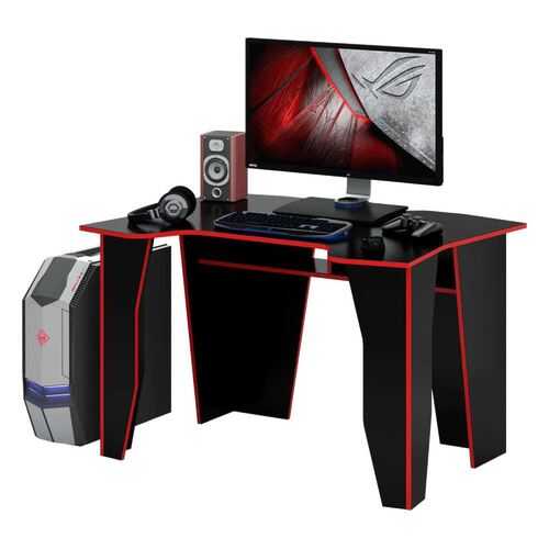 Компьютерный стол МФ Мастер Страйкер 120x89,2x75, черный с красной кромкой в Шатура