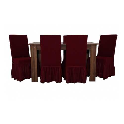 Чехлы на стулья с оборкой Venera Жаккард, цвет: бордовый, комплект 6 штук в Шатура