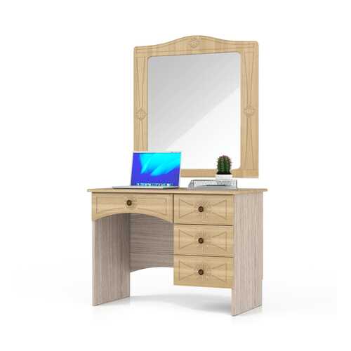 Стол с зеркалом Мебельный Двор Онега МД-1-06+ЗН-1 лён/ясень шимо светлый 102х59х185 в Шатура